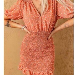 Abercrombie & Fitch Peach Smocked Mini Dress